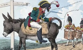 Tranh biếm họa về Hoàng đế Napoleon bị đánh bại và đưa đi đày. Ảnh: WHO.