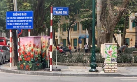 Loạt tủ điện trên tuyến phố Hà Nội 'khoác áo mới' đón Tết