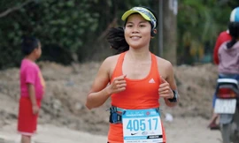 VĐV Đỗ Thị Nguyệt thi đấu tại giải marathon quốc tế TP Hồ Chí Minh đầu năm 2018. Ảnh: N.Đ