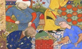 Tranh cổ vẽ người Ba Tư chơi cờ vua được trưng bày tại Viện Smithsonian (Mỹ). Nguồn: Wikipedia