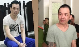 Thọ sứt và Nguyễn Văn Tình tại phiên tòa sáng 8/5. Ảnh: Nguyễn Hoàn.