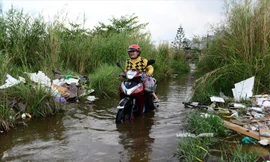 Người dân Thủ Thiêm tạm cư trong cảnh sống chung với ngập nước, ô nhiễm và hiểm họa bệnh tật. Ảnh: H.T