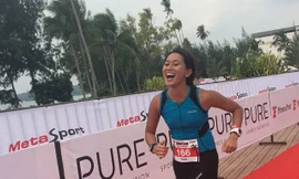 Vũ Thị Thanh tham gia giải 3 môn phối hợp Ironman 70.3 in Vietnam (tại Đà Nẵng hồi tháng 5/2015). (Ảnh: Nhân vật cung cấp)