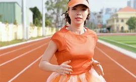 Tăng Nguyệt Minh khi đang tập luyện tại Việt Nam.