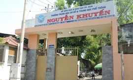 Trường THCS - THPT Nguyễn Khuyến cơ sở 3B quận Tân Bình (nơi một nam sinh thiệt mạng). Ảnh: PV.