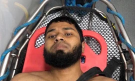 Nghi phạm Akayed Ullah bị thương nặng sau khi bom tự nổ.