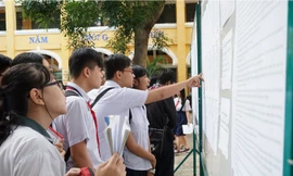 Học sinh xem kết quả điểm thi lớp 10 . Ảnh: Hồng Vĩnh.