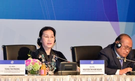 Chủ tịch Quốc hội Nguyễn Thị Kim Ngân tại cuộc họp báo sau bế mạc APPF-26. Ảnh: L.A