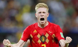 Kevin De Bruyne ăn mừng bàn thắng nâng tỷ số lên 2-0 cho tuyển Bỉ.