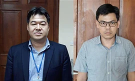 Bị can Nguyễn Hoài Giang (trái) và bị can Phạm Xuân Quang (phải). Ảnh: Cơ quan CSĐT.