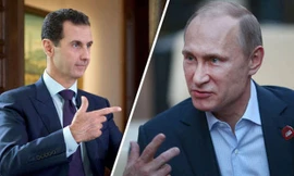 Tổng thống Nga Vladimir Putin (phải) giúp Tổng thống Syria Bashar al-Assad tiếp tục tại vị sau hơn 6 năm nội chiến đẫm máu. Ảnh: Huffington Post