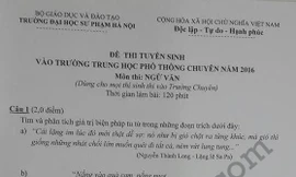 Đáp án đề thi vào lớp 10 môn Văn THPT Chuyên Sư phạm Hà Nội