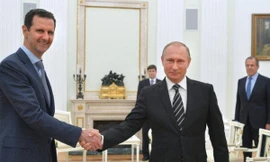 Tổng thống Syria Bashar al-Assad và Tổng thống Nga Vladimir Putin. (Ảnh: AFP)