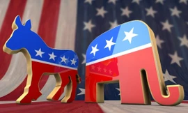 Biểu tượng con lừa của đảng Dân chủ và con voi của đảng Cộng hòa.