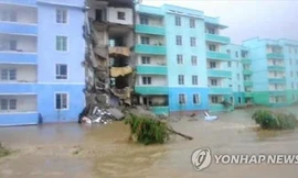 Lũ lụt ở Triều Tiên. Ảnh: Yonhap