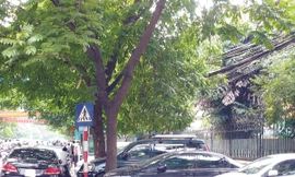 Theo Luật Giao thông đường bộ, vỉa hè chỉ dành cho người đi bộ nhưng tại Hà Nội, vỉa hè đang được cấp phép để ô tô. Ảnh: Trọng Đảng