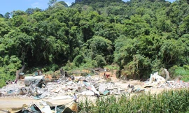 Nhà ở kiêm boong ke chiến đấu của Nguyễn Thanh Tuân đã bị lực lượng chức năng san phẳng.