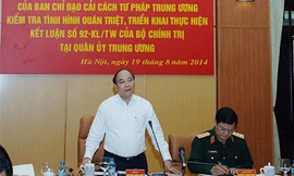Phó Thủ tướng Nguyễn Xuân Phúc trong buổi làm việc với Quân ủy Trung ương.