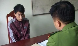 Đối tượng Hà Anh Trưởng tại cơ quan Công an.