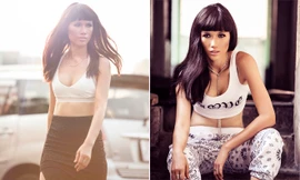 Trang Lạ mặc crop-top nóng bỏng giữa đường phố Sài Gòn