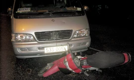 Hiện trường vụ tai nạn giao thông làm ông Nguyễn Văn Mẹo trong tình trạng nguy kịch.