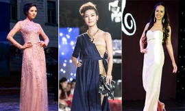 Các hoa hậu làm vedette trên sàn diễn thời trang.