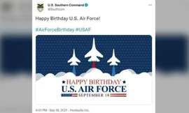 Bức ảnh được SOUTHCOM đăng tải khiến nhiều người liên tưởng đến máy bay Su-27 của Nga. Ảnh: Twitter