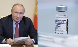 Tổng thống Nga Putin và vắc xin Sputnik V. Ảnh: RT