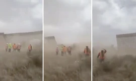 Tường biên giới Mỹ - Mexico đổ như ngả rạ vì bão Hanna