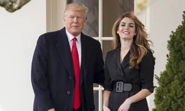 Tổng thống Mỹ và nữ trợ lý trẻ tuổi Hope Hicks. Ảnh: AP
