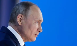 Tổng thống Nga Putin trong sự kiện ngày 21/4. Ảnh: Tass