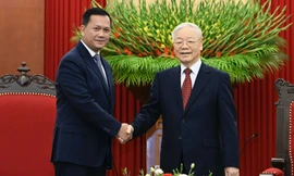 Tổng Bí thư Nguyễn Phú Trọng tiếp Thủ tướng Campuchia Hun Manet