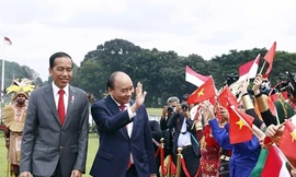 Tổng thống Indonesia chủ trì lễ đón Chủ tịch nước Nguyễn Xuân Phúc 