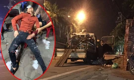 Hình ảnh nam thanh niên bị thương sau khi quay đầu bỏ chạy vì gặp chốt CSGT bên đường.