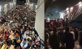 Hơn 600 người Afghanistan ngồi chen chúc trên máy bay chở hàng của Mỹ