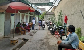 Hiện trường dãy trọ xảy ra vụ án mạng hôm 11/4. Ảnh: An Nam.