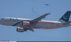 Hình ảnh chiếc máy bay được ghi lại ngay trước khi rơi cho thấy động cơ bốc khói. Ảnh: Daily Mail