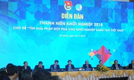Diễn đàn thanh niên khởi nghiệp năm 2020 hướng đến chủ đề cùng đất nước vượt qua thử thách. (Trong ảnh diễn đàn năm 2018 có Thủ tướng Nguyễn Xuân Phúc chủ trì). Ảnh: Xuân Tùng