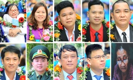 Chân dung 10 cá nhân đạt giải thưởng Tình nguyện Quốc gia 2020. Ảnh: Xuân Tùng