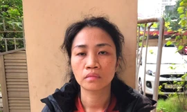 Bà Vũ Thị Thu Vân tại trụ sở công an. Ảnh: Công an cung cấp.