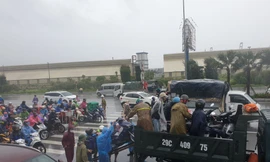 Khẩn cấp cấm xe máy qua cầu Bãi Cháy vì gió lớn