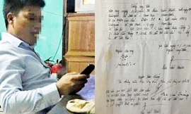 Trung úy L.T.Th. được cho tự tay viết giấy nợ khi nhận 600 triệu từ gia đình anh P. Q. V. với lời hứa chạy việc vào ngành công an.