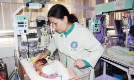 Cháu của bà Bạch Thị Thu Hà (52 tuổi, quê Quảng Ngãi) được Ngân hàng sữa mẹ nuôi nấng từ khi mới lọt lòng. Ảnh: Thanh Trần.