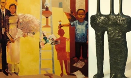 Tác phẩm hội họa của Đào Quốc Huy và điêu khắc của Khổng Đỗ Tuyền.