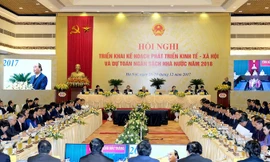 Lãnh đạo Đảng, Nhà nước, Quốc hội dự Hội nghị trực tuyến Chính phủ với các địa phương. Ảnh Q.H.