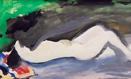 Tranh nude của Lưu Công Nhân trong triển lãm “Nét”. Ảnh: BTC.