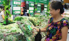 Rau an toàn của VinEco trong siêu thị.