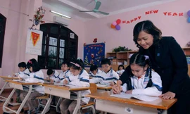 Một lớp học tại trường Nguyễn Siêu, Hà Nội. Ảnh: N.H.