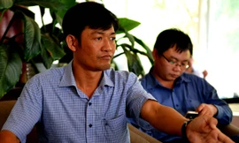 Thiếu tá Võ Ngọc Quang tại cuộc gặp mặt các nhà báo ngày 30/11 để phân trần.