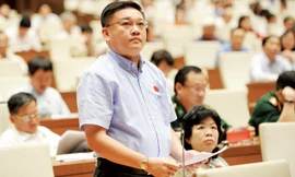 Ðại biểu Trần Khắc Tâm (Sóc Trăng), Tổng Giám đốc Công ty TNHH Trần Liên Hưng phản ánh nghịch cảnh chục kg hành tím không mua nổi bát phở Ảnh: Như Ý.